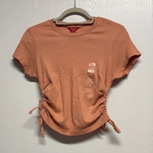 Guess Women's Peach Ruched Crop Top - Picture 1 of 7